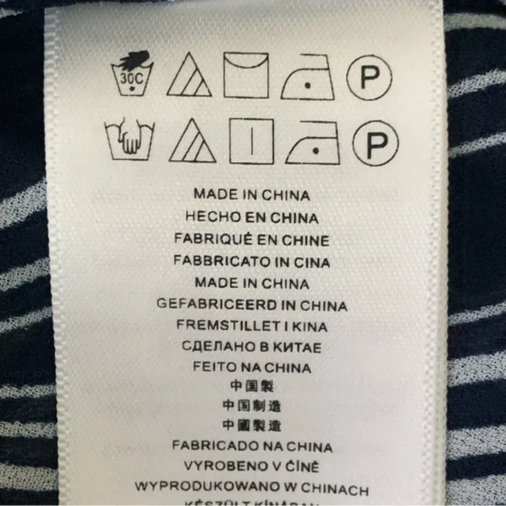 Michael Kors Long Sleeve Navy Wave Print Blouse - Picture 8 of 9